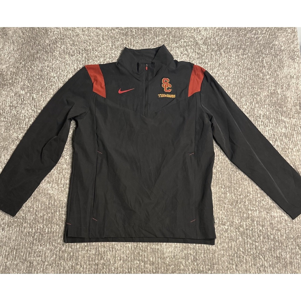 Nike USC Trojans 1/4 Pullover Jacket M Black On Field